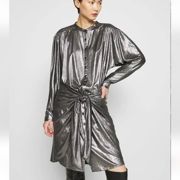 REBECCA MINKOFF | Willow Dress In Gunmetal - Small - wrap skirt - adjustable - Picture 10 of 13